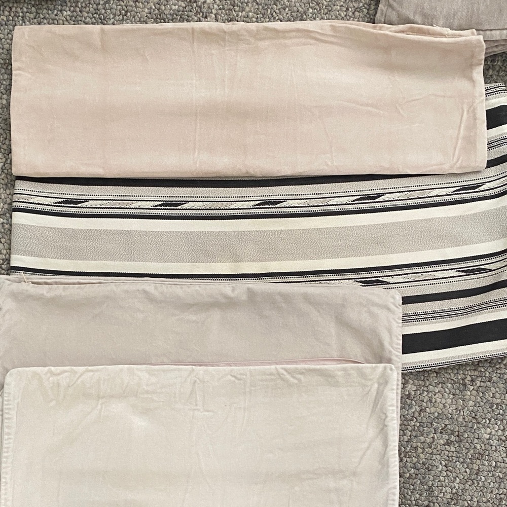 1 cotton Beige and Striped Pillow and 3 velvet Covers